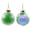 Transparent Christmas tree ball ornament with green filling 8cm