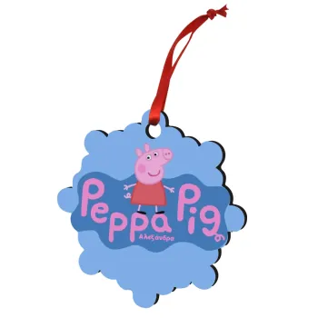 Πέππα το γουρουνάκι μπλε με όνομα, Στολίδι Χριστουγεννιάτικο στολίδι snowflake ξύλινο 7.5cm