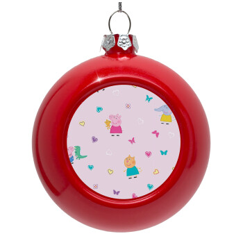 Πέππα το γουρουνάκι και οι φίλοι της, Στολίδι Χριστουγεννιάτικη μπάλα δένδρου Κόκκινη 8cm