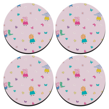 Πέππα το γουρουνάκι και οι φίλοι της, ΣΕΤ 4 Σουβέρ ξύλινα στρογγυλά (9cm)