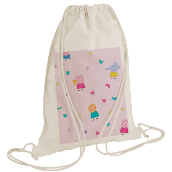 Πέππα το γουρουνάκι και οι φίλοι της, Backpack bag GYMBAG natural (28x40cm)