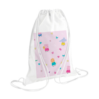 Πέππα το γουρουνάκι και οι φίλοι της, Backpack pouch GYMBAG white (28x40cm)