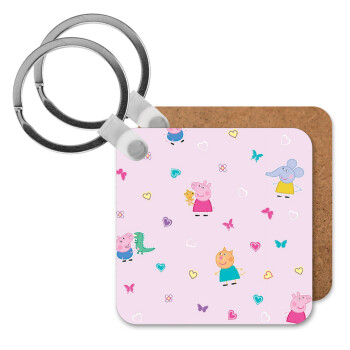 Πέππα το γουρουνάκι και οι φίλοι της, Μπρελόκ Ξύλινο τετράγωνο MDF