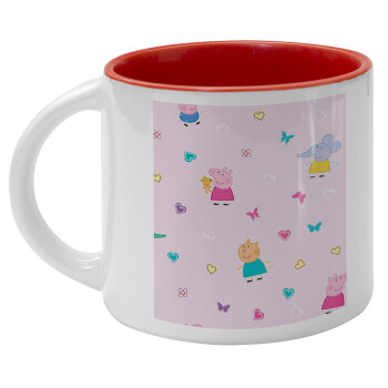 Πέππα το γουρουνάκι και οι φίλοι της, Κούπα κεραμική 400ml Λευκή/Κόκκινη