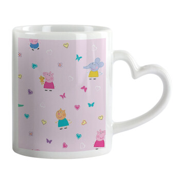 Πέππα το γουρουνάκι και οι φίλοι της, Mug heart handle, ceramic, 330ml