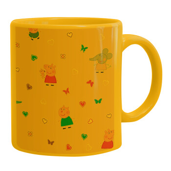 Πέππα το γουρουνάκι και οι φίλοι της, Ceramic coffee mug yellow, 330ml (1pcs)