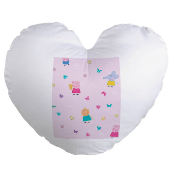 Πέππα το γουρουνάκι και οι φίλοι της, Μαξιλάρι καναπέ καρδιά 40x40cm περιέχεται το  γέμισμα