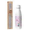 Easter Set, metallic stainless thermos bottle (500ml) & scented flat Easter candle (30cm) (GRAY)
