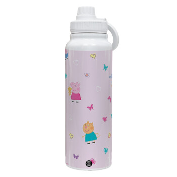 Πέππα το γουρουνάκι και οι φίλοι της, 1L Stainless Steel Thermal Bottle with Phone Holder & Double Wall Insulation