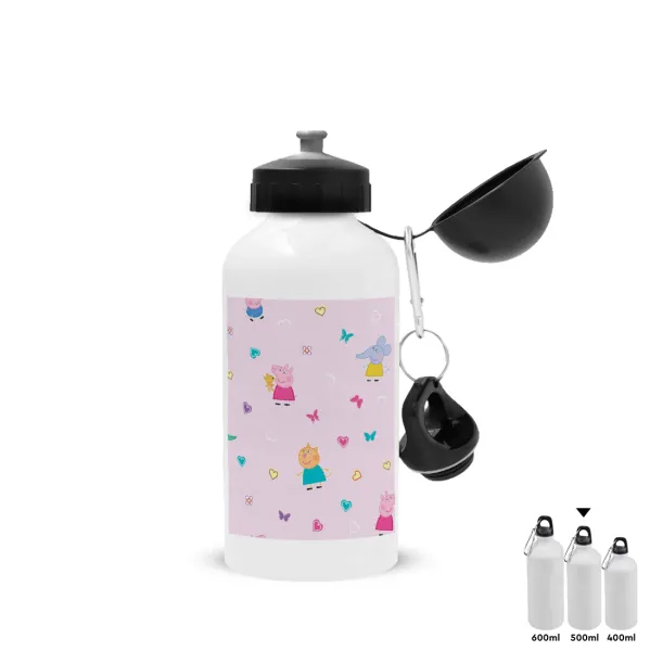 Πέππα το γουρουνάκι και οι φίλοι της — Metal water bottle, White, aluminum 500ml