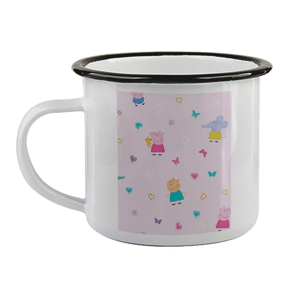 Πέππα το γουρουνάκι και οι φίλοι της — Enamel mug with black rim, 360ml