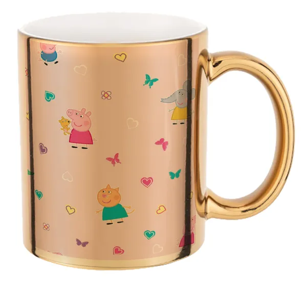 Πέππα το γουρουνάκι και οι φίλοι της — Mug ceramic, gold mirror, 330ml