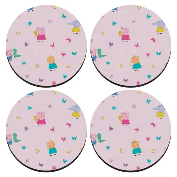 Πέππα το γουρουνάκι και οι φίλοι της, ΣΕΤ 4 Σουβέρ ξύλινα στρογγυλά (9cm)