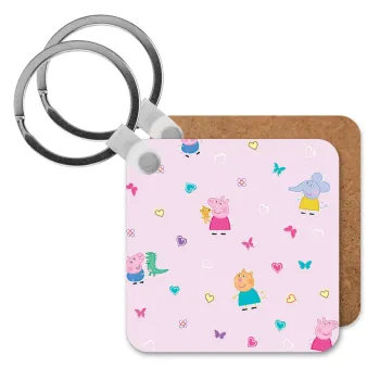 Πέππα το γουρουνάκι και οι φίλοι της, Μπρελόκ Ξύλινο τετράγωνο MDF