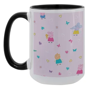 Πέππα το γουρουνάκι και οι φίλοι της, Κούπα Mega 15oz, κεραμική Μαύρη, 450ml