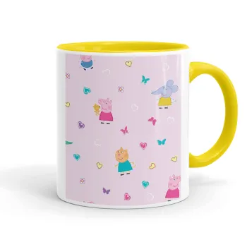 Πέππα το γουρουνάκι και οι φίλοι της, Mug colored yellow, ceramic, 330ml