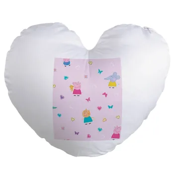 Πέππα το γουρουνάκι και οι φίλοι της, Μαξιλάρι καναπέ καρδιά 40x40cm περιέχεται το  γέμισμα