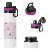 Metallic water bottle with safety lid, 850ml aluminum