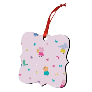 Πέππα το γουρουνάκι και οι φίλοι της, Christmas ornament polygon wooden 7.5cm