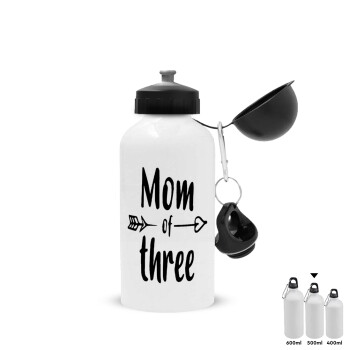Mom of three, Metal water bottle, White, aluminum 500ml