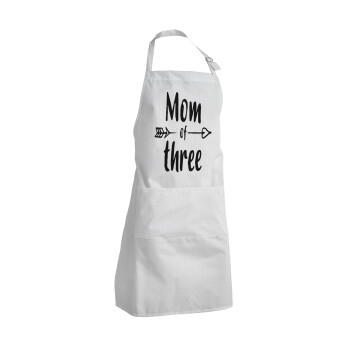 Mom of three, Adult Chef Apron (with sliders and 2 pockets)