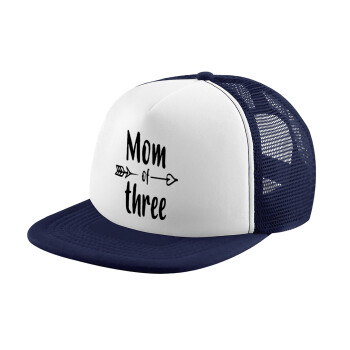 Mom of three, Καπέλο Ενηλίκων Soft Trucker με Δίχτυ Dark Blue/White (POLYESTER, ΕΝΗΛΙΚΩΝ, UNISEX, ONE SIZE)