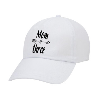 Mom of three, Καπέλο Ενηλίκων Baseball Λευκό 5-φύλλο (POLYESTER, ΕΝΗΛΙΚΩΝ, UNISEX, ONE SIZE)