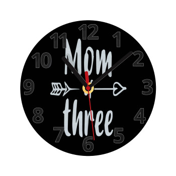 Mom of three, Ρολόι τοίχου γυάλινο (20cm)