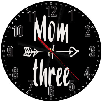 Mom of three, Ρολόι τοίχου ξύλινο (30cm)