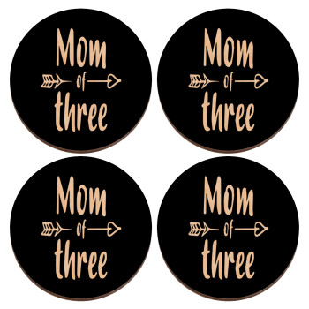 Mom of three, ΣΕΤ x4 Σουβέρ ξύλινα στρογγυλά plywood (9cm)
