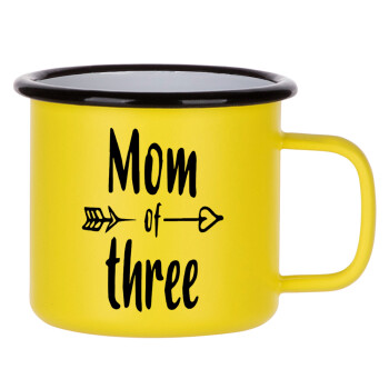 Mom of three, Metallic enamel MATT Yellow cup 360ml