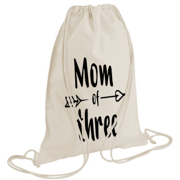 Mom of three, Τσάντα πλάτης πουγκί GYMBAG natural (28x40cm)