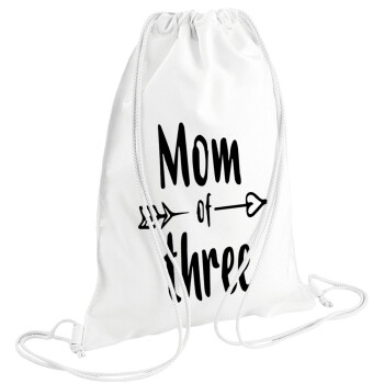 Mom of three, Backpack pouch GYMBAG white (28x40cm)