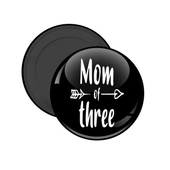 Mom of three, Μαγνητάκι ψυγείου στρογγυλό διάστασης 5cm