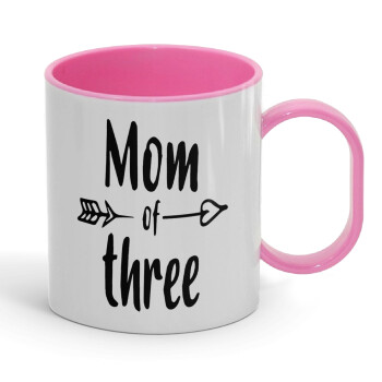 Mom of three, Κούπα (πλαστική) (BPA-FREE) Polymer Ροζ για παιδιά, 330ml