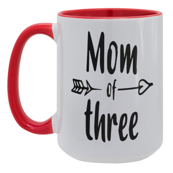 Mom of three, Κούπα Mega 15oz, κεραμική Κόκκινη, 450ml