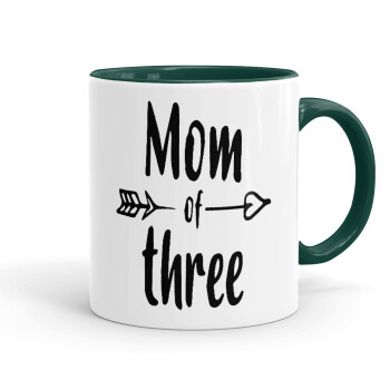 Mom of three, Mug colored green, ceramic, 330ml