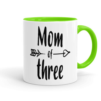 Mom of three, Mug colored light green, ceramic, 330ml
