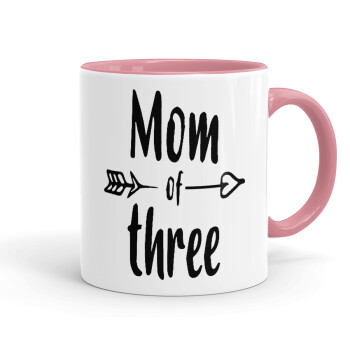 Mom of three, Mug colored pink, ceramic, 330ml