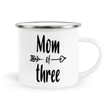 Mom of three, Metallic enamel cup white 360ml