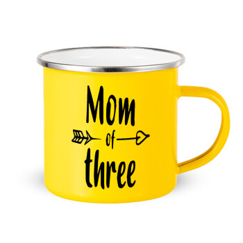Mom of three, Yellow Enamel Metallic Cup 360ml