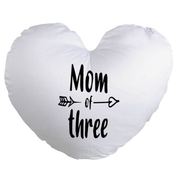 Mom of three, Μαξιλάρι καναπέ καρδιά 40x40cm περιέχεται το  γέμισμα