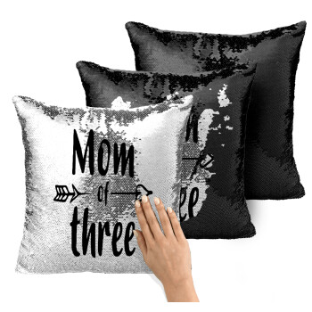 Mom of three, Μαξιλάρι καναπέ Μαγικό Μαύρο με πούλιες 40x40cm περιέχεται το γέμισμα