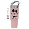ΡΟΖ Travel Tumbler Θερμός με χερούλι και καλαμάκι 890ml