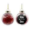 Στολίδι Χριστουγεννιάτικη μπάλα δένδρου διάφανη με κόκκινο γέμισμα 8cm