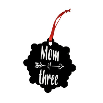 Mom of three, Christmas ornament snowflake wooden 7.5cm