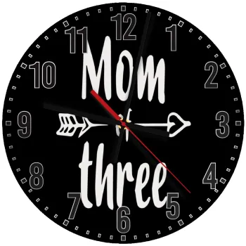 Mom of three, Ρολόι τοίχου ξύλινο (30cm)