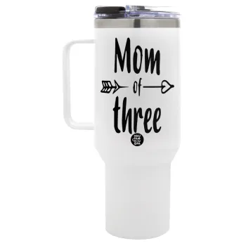 Mom of three, Mega Tumbler με καπάκι, διπλού τοιχώματος (θερμό) 1,2L