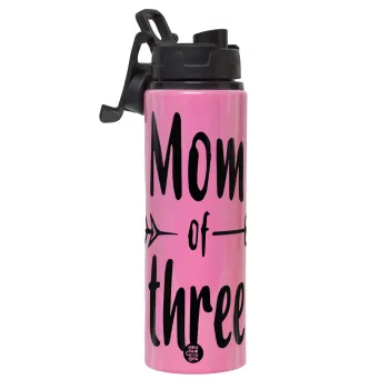 Mom of three, Μεταλλικό παγούρι νερού με καπάκι ασφαλείας, αλουμινίου 850ml