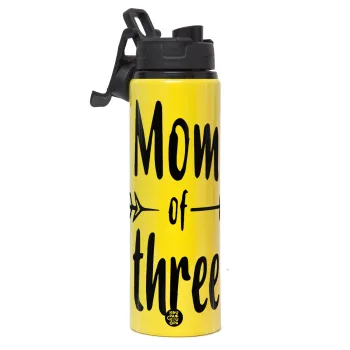 Mom of three, Μεταλλικό παγούρι νερού με καπάκι ασφαλείας, αλουμινίου 850ml
